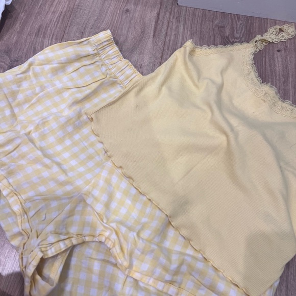 Target Other - Target Yellow Lace-Trim Cami & Gingham Short Sleep Set